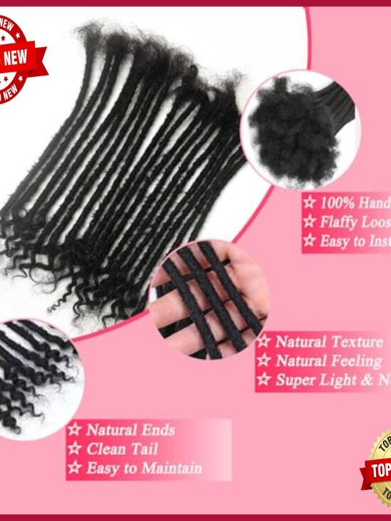 10 Inch Human Hair Dreadlock Extensions 30 Strands Curly Ends main image 4